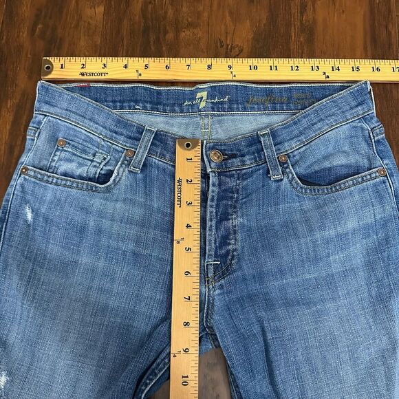 7 FOR ALL MANKIND Josefina Skinny Boyfriend Jeans Distressed Blue - Picture 12 of 14